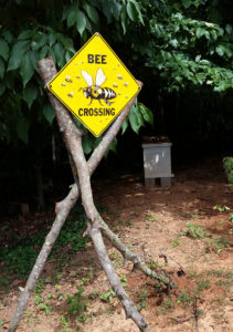 Photo by Wayne Owensby Our 'Bee Crossing' Sign that alerts the bees where to cross.