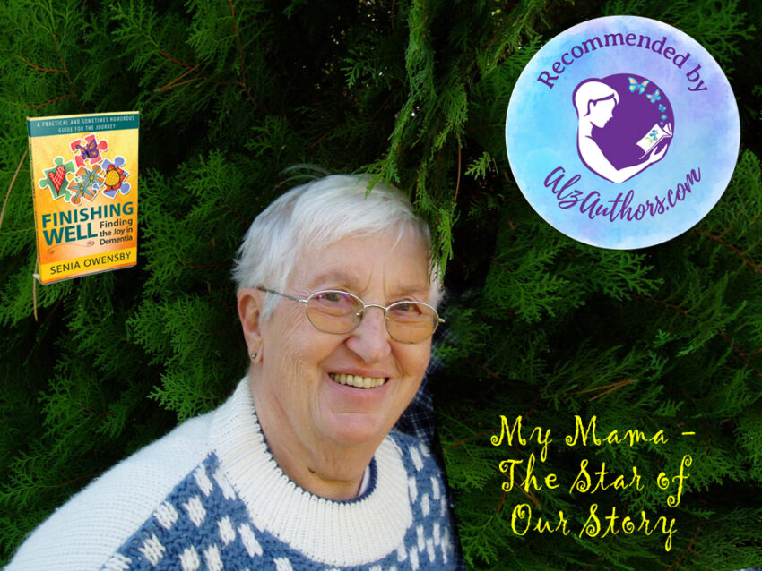 My Mama, Muriel Blankenship standing in front of her cedar tree.
